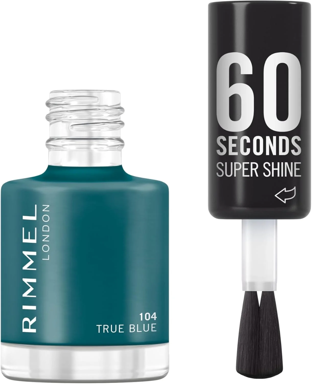 لاک ناخن سوپر شاین 60 ثانیه ای ریمل، 104 آبی واقعی، لاک ناخن خشک شونده سریع، رنگ زنده، ماندگاری طولانی، 8 میلی لیتر