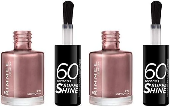 لاک ناخن سوپر شاین 60 ثانیه ای ریمل لاندن، شماره 510 Euphoria، 8 میلی لیتر (بسته 2 عددی)