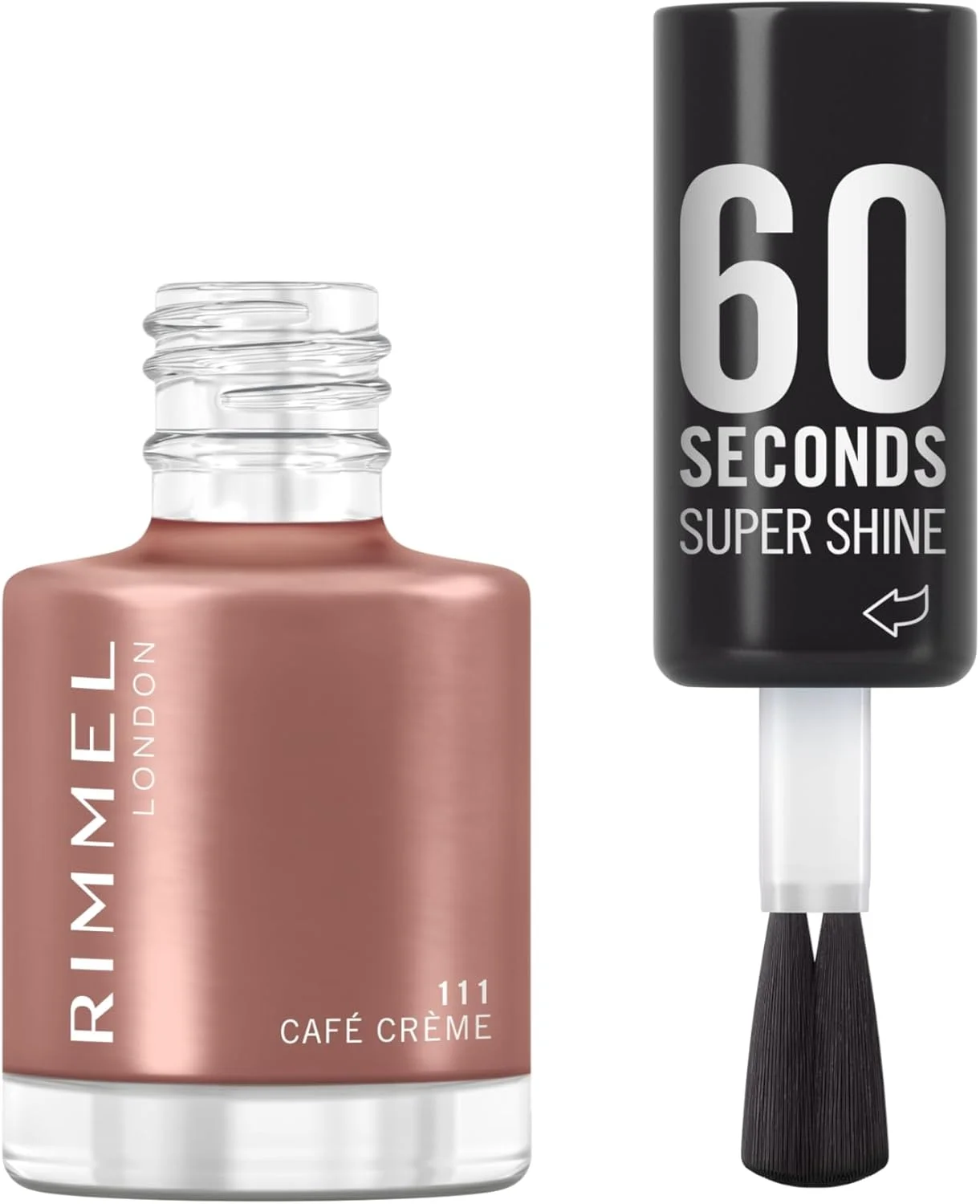 لاک ناخن سوپر شاین 60 ثانیه ای ریمل، 111 Café Crème، لاک ناخن خشک شونده سریع، رنگ زنده، ماندگاری طولانی، 8 میلی لیتر