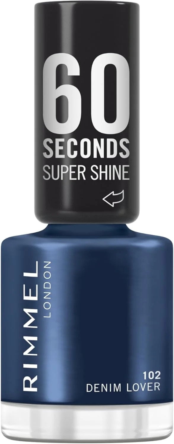 لاک ناخن سوپر شاین 60 ثانیه ای ریمل، شماره 102 جین لاور، لاک ناخن خشک شونده سریع، رنگ زنده، ماندگاری طولانی، 8 میلی لیتر
