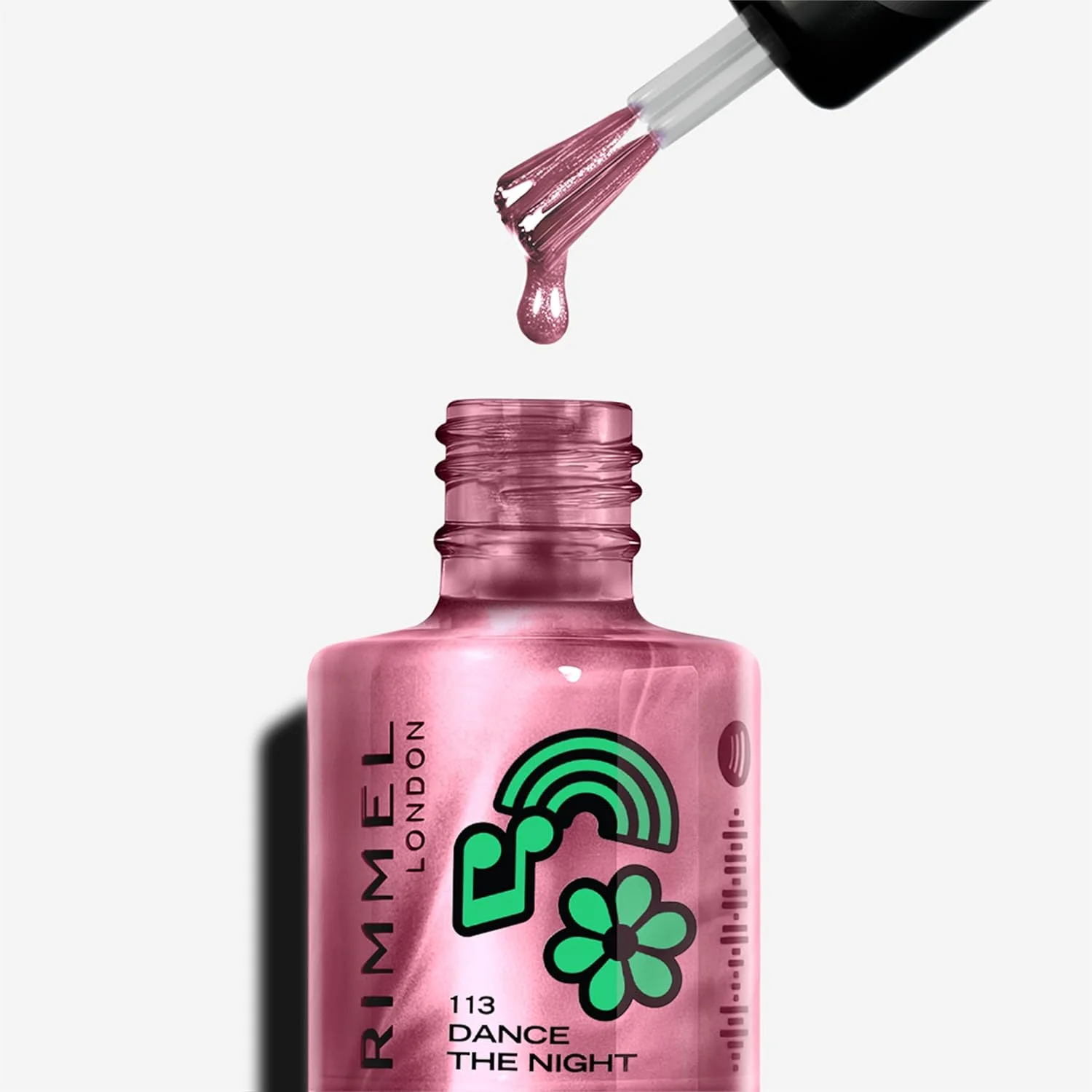 لاک ناخن ژلی حجم دهنده ریمل، شماره 113 Dance the Night، لاک ناخن با ماندگاری طولانی، دارای مرواریدهای براق برای درخشندگی فوق العاده، 12 میلی لیتر