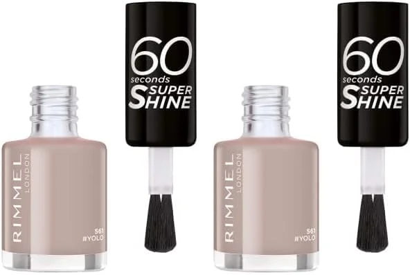 لاک ناخن سوپر شاین 60 ثانیه ای ریمل لاندن - خشک شدن سریع - مقاوم در برابر لب پر شدن و محو شدن، ماندگاری تا 10 روز - استفاده دقیق در یک حرکت - 561 یولو، 8 میلی لیتر (بسته 2 عددی)