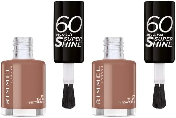 لاک ناخن سوپر شاین 60 ثانیه ای ریمل لاندن - 101 Taupe Throwback، 8 میلی لیتر (بسته 2 عددی)