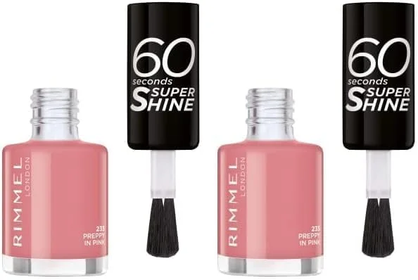 لاک ناخن سوپر شاین 60 ثانیه کالر یور وی ریمل لاندن - خشک شدن سریع - مقاوم در برابر لب پر شدن و محو شدن، ماندگاری تا 10 روز - استفاده دقیق در یک حرکت - 235 پریپی این پینک، 8 میلی لیتر (بسته 2 عددی)