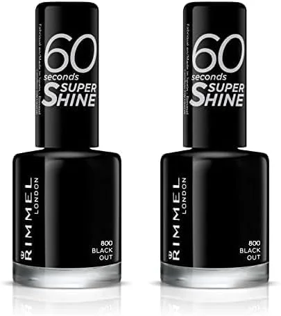 لاک ناخن سوپر شاین 60 ثانیه ریمِل لاندن - خشک شدن سریع - مقاوم در برابر لب پر شدن و محو شدن، ماندگاری تا 10 روز - استفاده دقیق با یک حرکت - 900 مشکی ریتا، 8 میلی لیتر