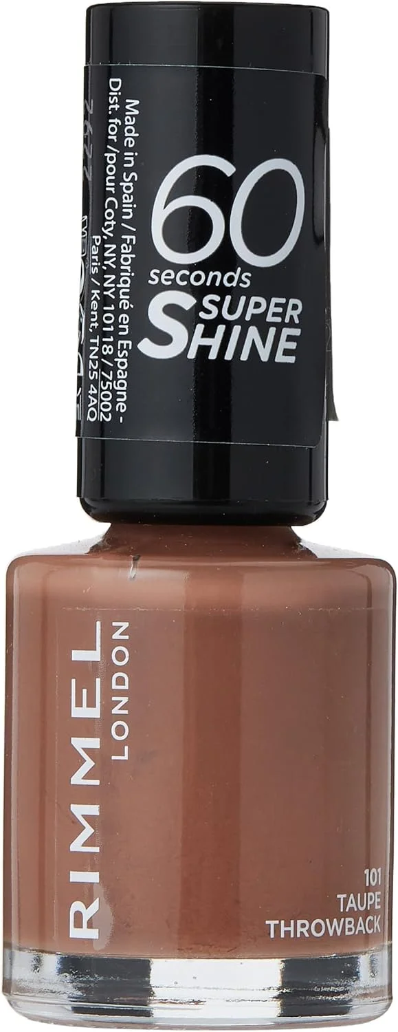 لاک ناخن سوپر شاین 60 ثانیه ای ریمل لاندن - 101 Taupe Throwback، 8 میلی لیتر (بسته 2 عددی)