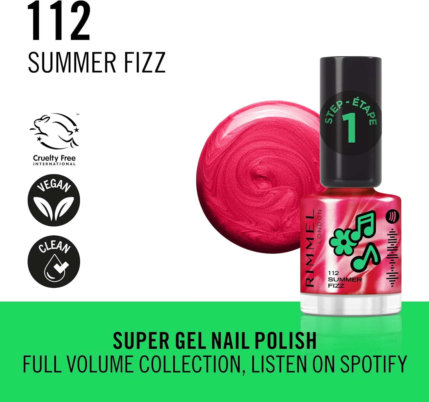 لاک ناخن ژلی سوپر حجم دهنده ریمل، 112 سامر فیز، لاک ناخن، ماندگاری طولانی، مرواریدهای براق برای درخشش فوق العاده، 12 میلی لیتر (0.04 اونس)