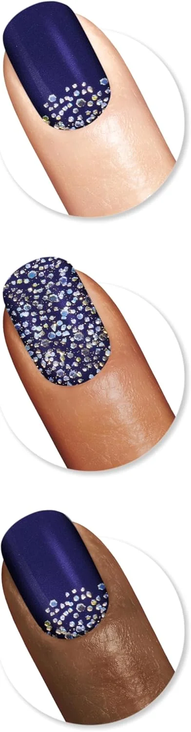 برچسب ناخن ژلی سالن افکتز سالی هانسن، Midnight Marine - آبی، طرح دار، بدون نیاز به لامپ UV/LED، کیفیت سالنی، ماندگاری طولانی، استفاده و برداشتن آسان - شامل 1 پد آماده سازی، سوهان ناخن و چوب