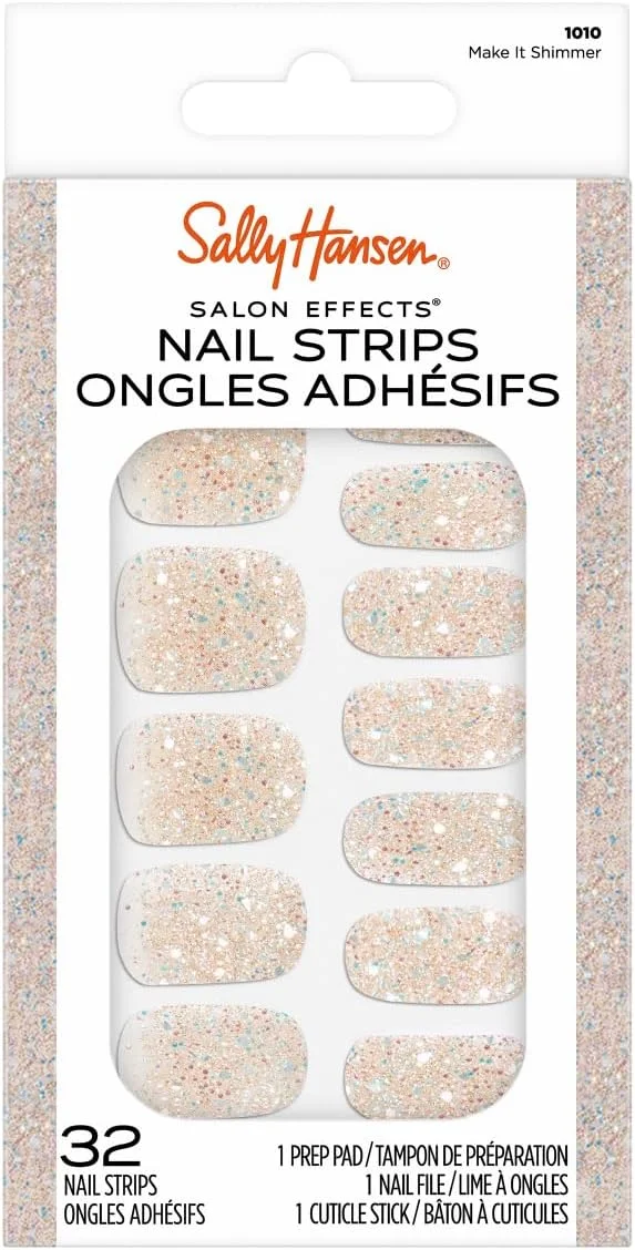 برچسب ناخن سالن افکتس سالی هانسن، طرح درخشان، بدون نیاز به نور UV، بدون نیاز به خشک شدن، ماندگاری طولانی، بدون آسیب رساندن، بدون لب پر شدن