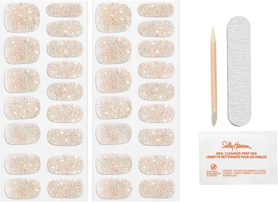 برچسب ناخن سالن افکتس سالی هانسن، طرح درخشان، بدون نیاز به نور UV، بدون نیاز به خشک شدن، ماندگاری طولانی، بدون آسیب رساندن، بدون لب پر شدن