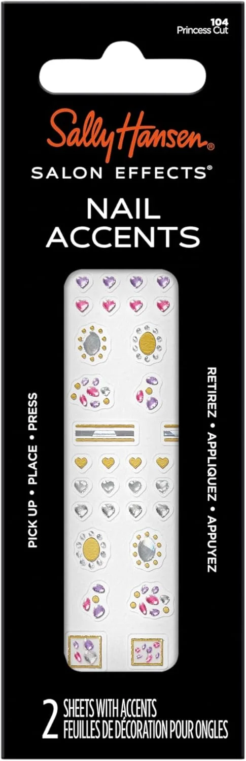 برچسب های طراحی ناخن سالن افکتز سالی هانسن، مدل پرنسس کات، استفاده آسان، بدون نیاز به تعهد، قابل استفاده روی لاک ناخن یا ناخن های بدون لاک، قابلیت ترکیب و هماهنگی