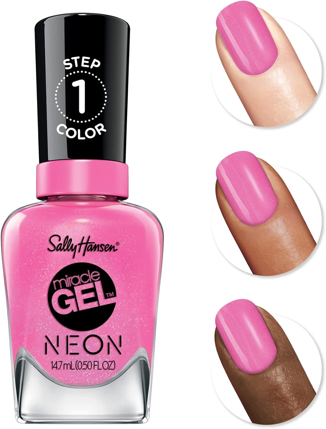 لاک ژل ناخن سالی هانسن Miracle Gel Neon Collection، شماره 876 Floresc Pink