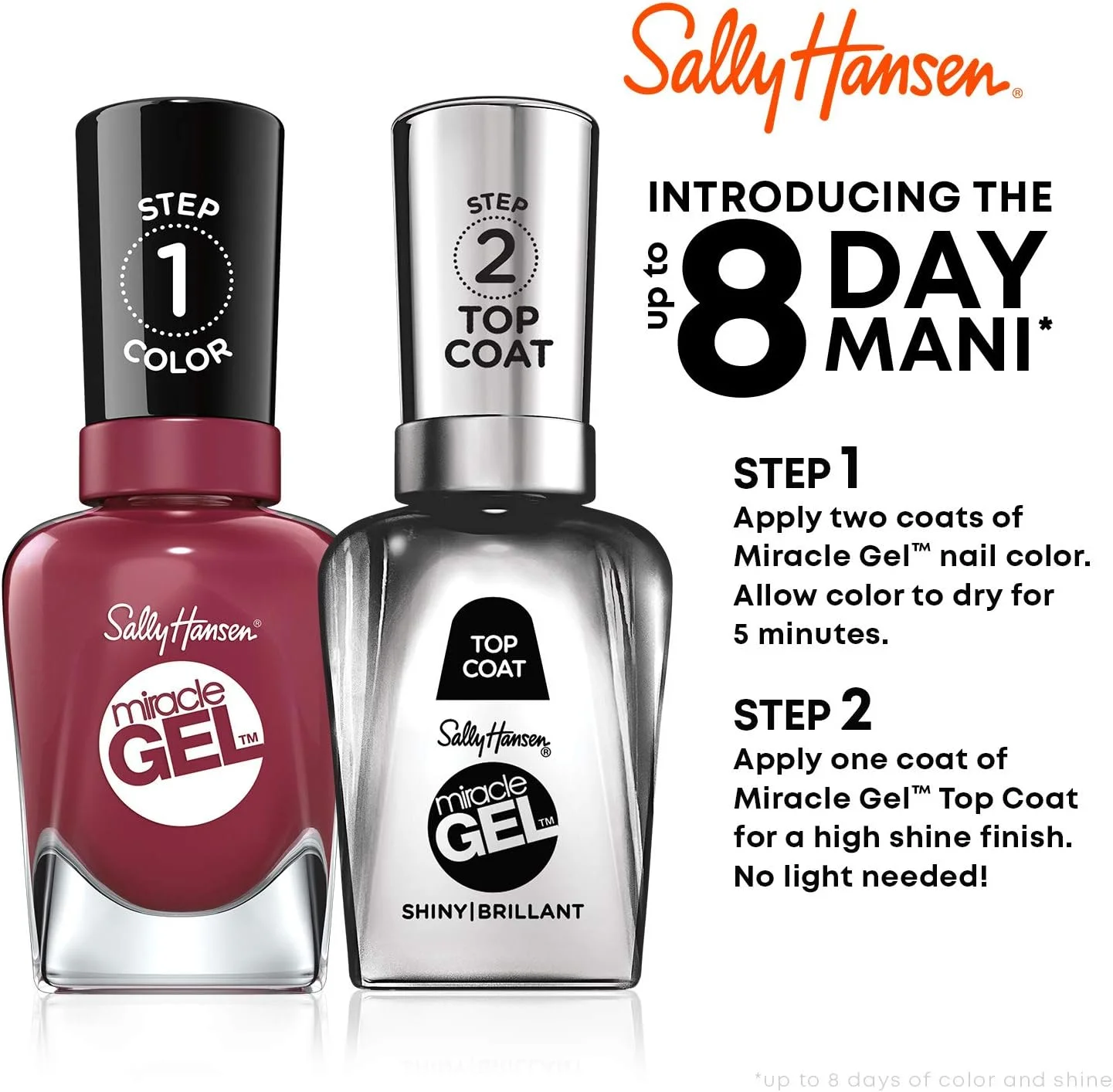 لاک ژل ناخن Sally Hansen Miracle Gel، رنگ قرمز آتشین 444 (بسته بندی ممکن است متفاوت باشد)