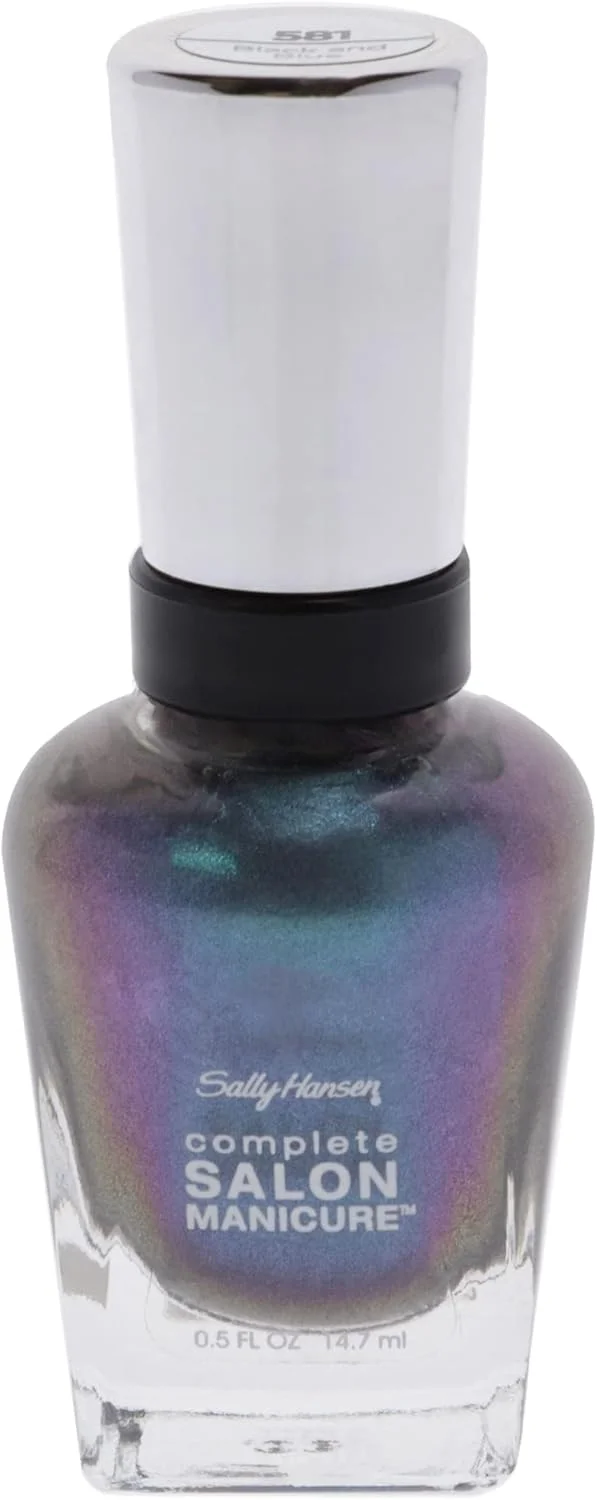 لاک ناخن سالن مانیکور کامل سالی هانسن، متالیک، مشکی و آبی