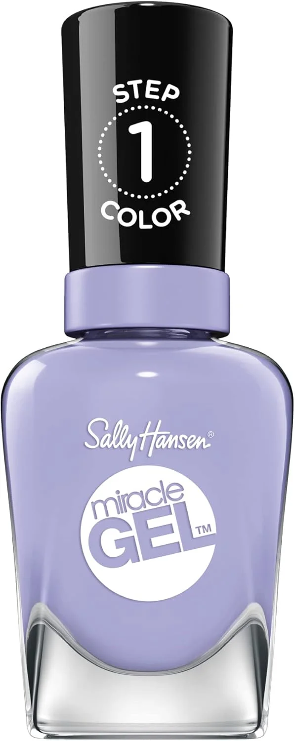 لاک ناخن با کیفیت سالنی Sally Hansen Miracle Gel | فرمول ژل مانند، سیستم دو مرحله ای، بدون نیاز به نور UV، ماندگاری طولانی | مات، براق | 601 Crying Out Cloud | رنگ لاک بنفش آبی