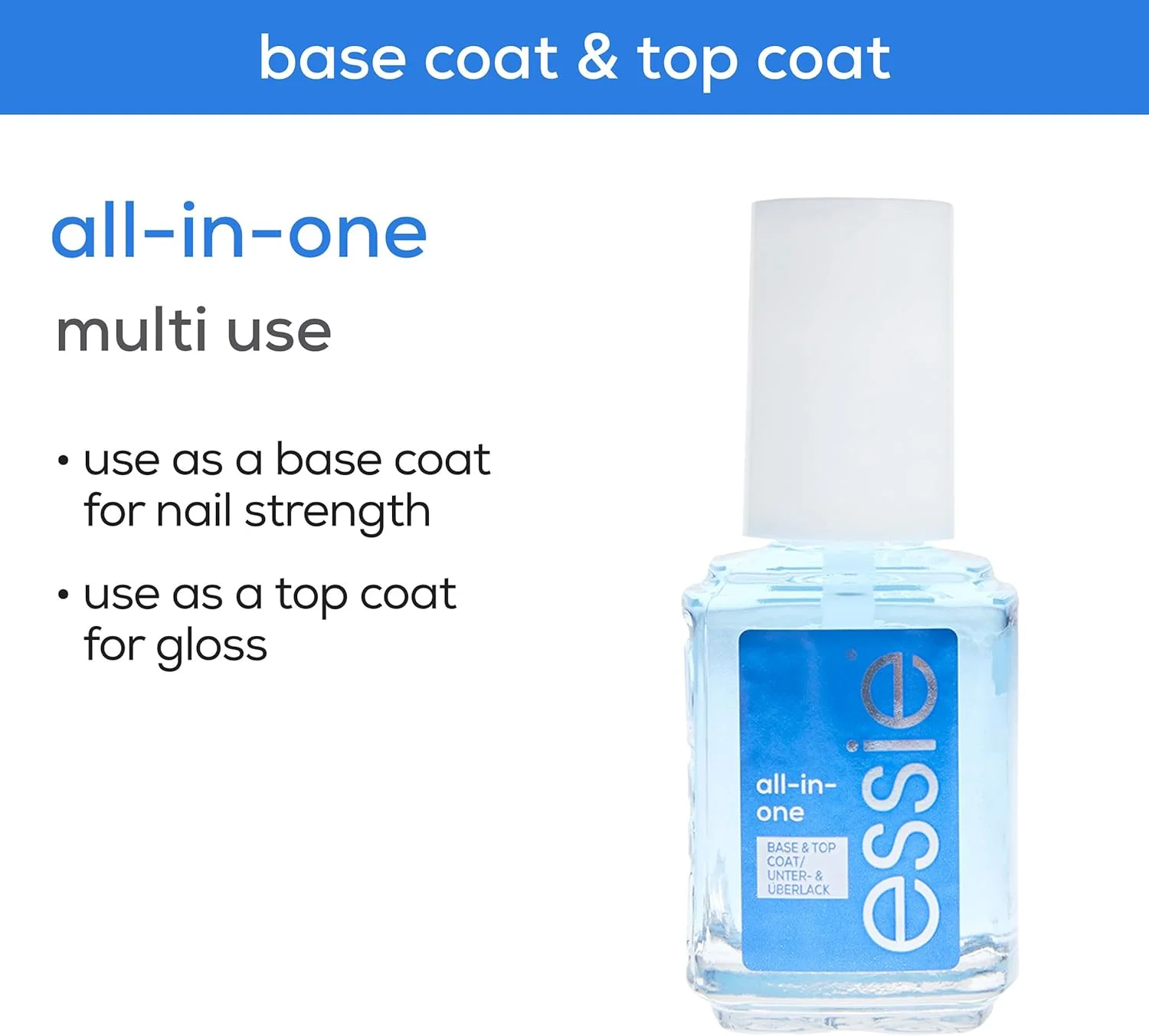 لاک پایه و رویه ناخن همه کاره Essie، شفاف، 13.5 میلی لیتر لاک پایه و رویه ناخن همه کاره Essie، شفاف، 13.5 میلی لیتر