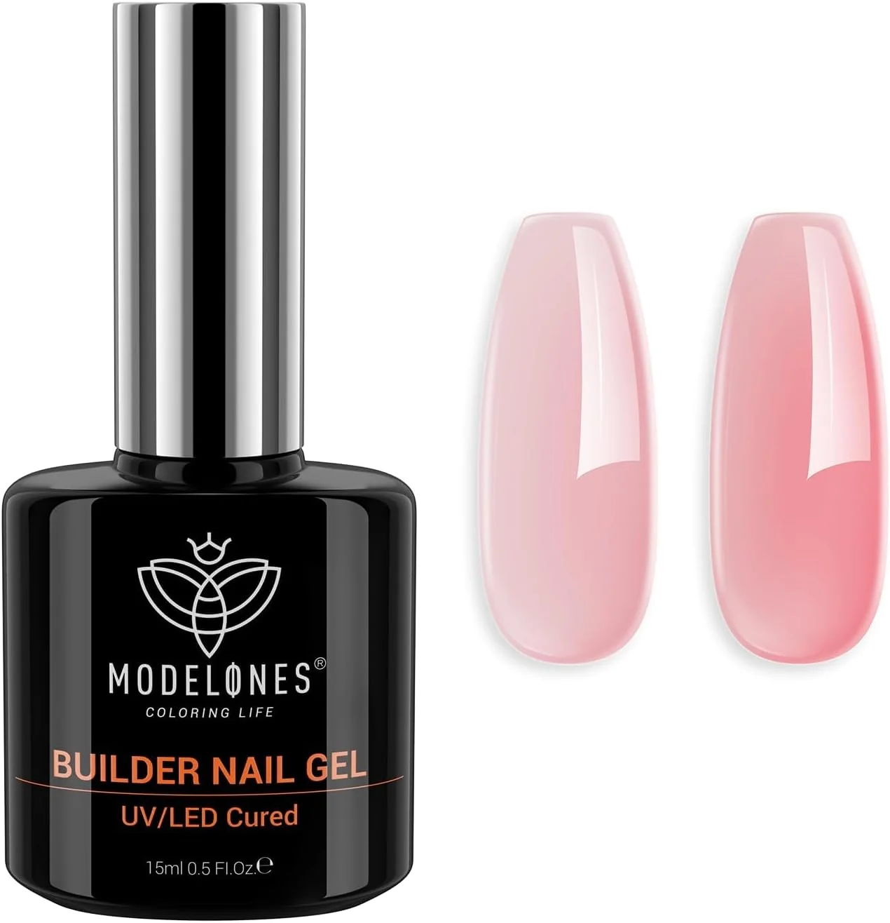 ژل بیلدر ناخن مدلونز، ژل بیلدر ژله ای صورتی 7 در 1، لاک ژل بیس رابر هلویی صورتی، سخت کننده بیس رنگی نود با پخت لامپ ال ای دی، تقویت کننده و ایجاد کننده اپکس برای استفاده خانگی و سالن توسط دختران