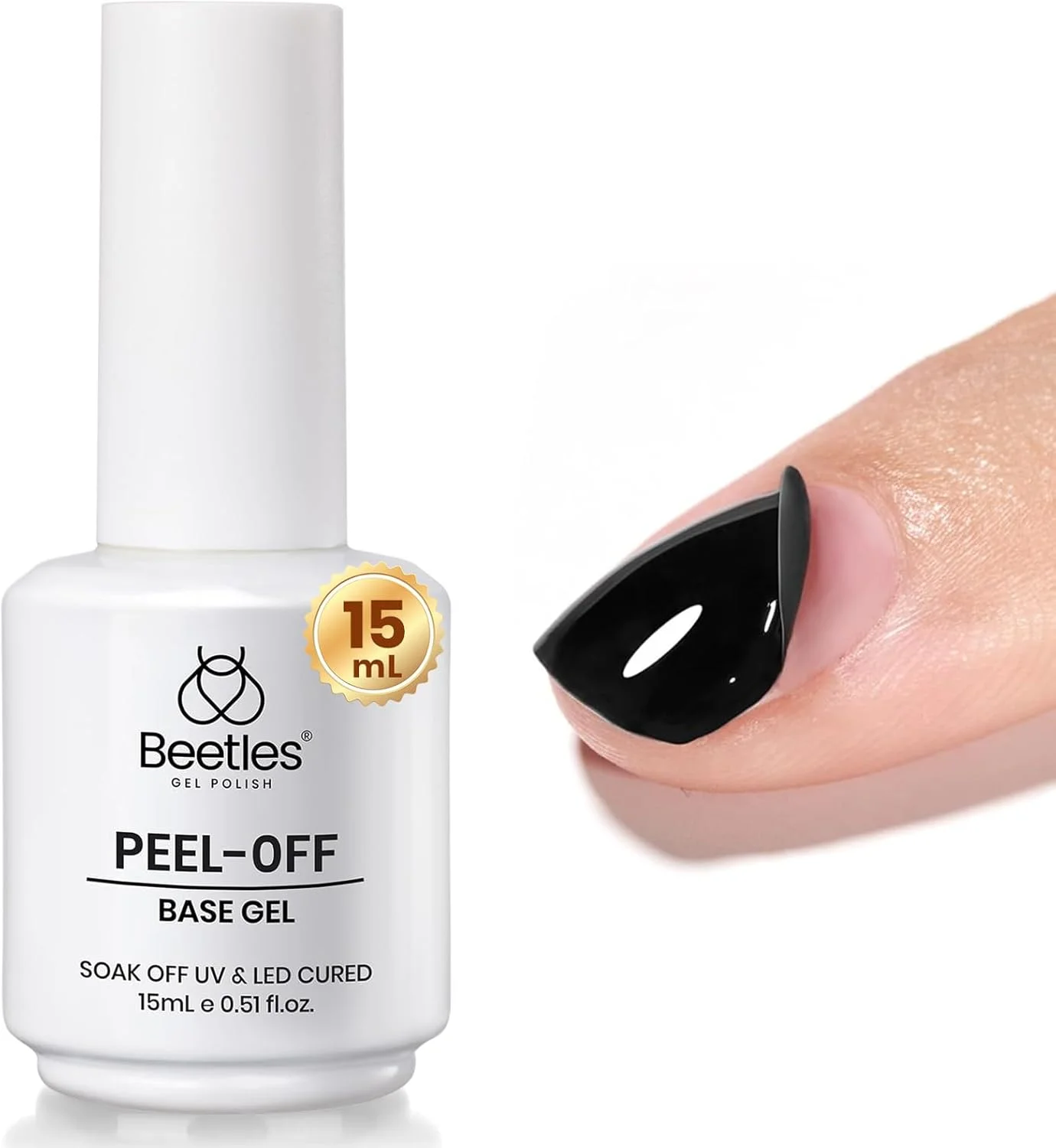 لایه پایه جداشدنی لاک ژل Beetles، 15 میلی لیتر، لایه پایه ژل جداشدنی با برداشتن آسان، لاک ژل جداشدنی لامپ UV LED بدون آسیب، لایه پایه قابل جدا شدن بادوام برای مبتدیان و ناخن های نازک و ضعیف