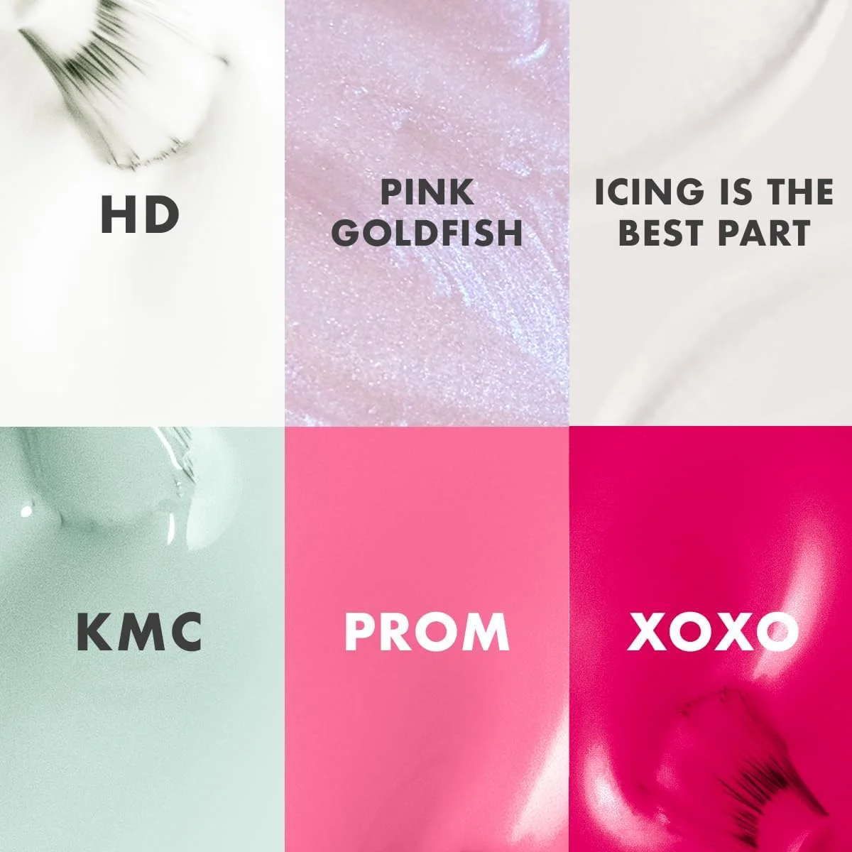 مجموعه لاک ژل پرفروش Olive & June | نیاز به لامپ UV LED | شامل 6 رنگ (HD, KMC, Pink Goldfish, Icing Is The Best Part, Prom, XOXO) + تاپ کت ژل و بیس کت و بیس جداشدنی بدون HEMA