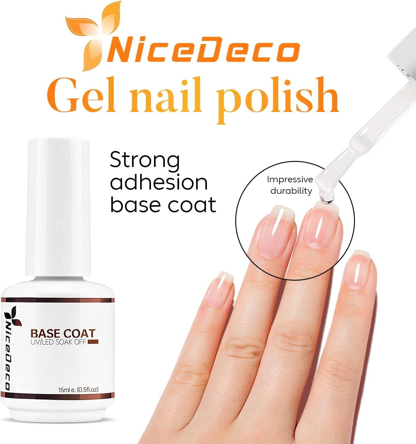 لایه پایه لاک ناخن Nicedeco، 15 میلی لیتر، بدون تست حیوانی، وگان، لاک ژل UV LED، طراحی ناخن و مانیکور