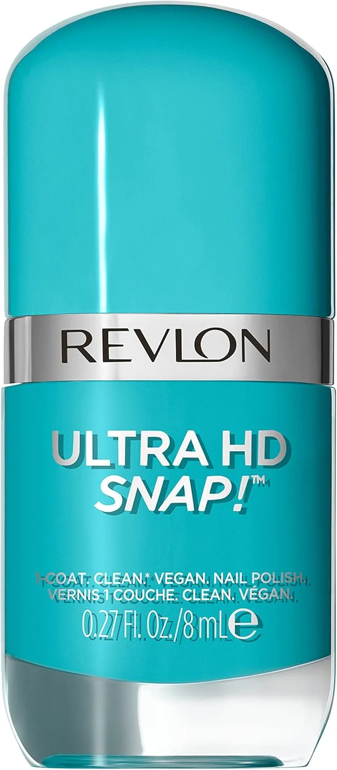 لاک ناخن فوری و براق REVLON Ultra HD Snap، فرمول 100% گیاهی، بدون نیاز به لایه پایه یا روکش، 004 آبی رویایی، 8 میلی لیتر