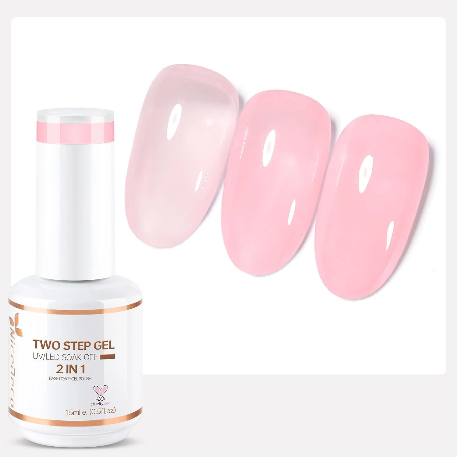 لاک ژل ناخن Nicedeco UV دو در یک، بیس کت و رنگ ژله ای - 005