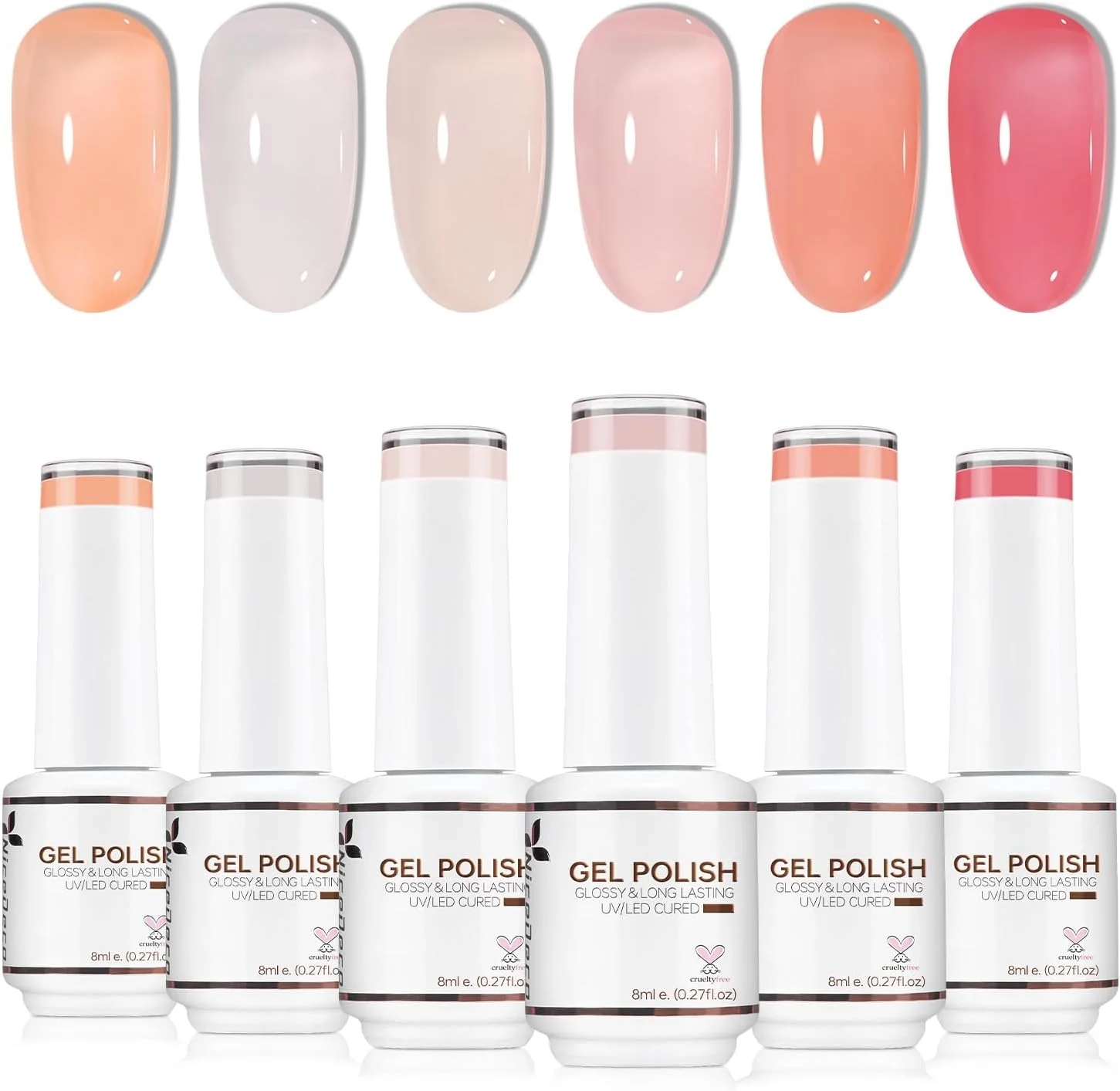 لاک ژل ناخن ژله ای UV، مجموعه 6 رنگ لاک ژل UV ژله ای، مجموعه لاک ژل ناخن ژله ای بهاره و تابستانی UV LED، شماره 6-46