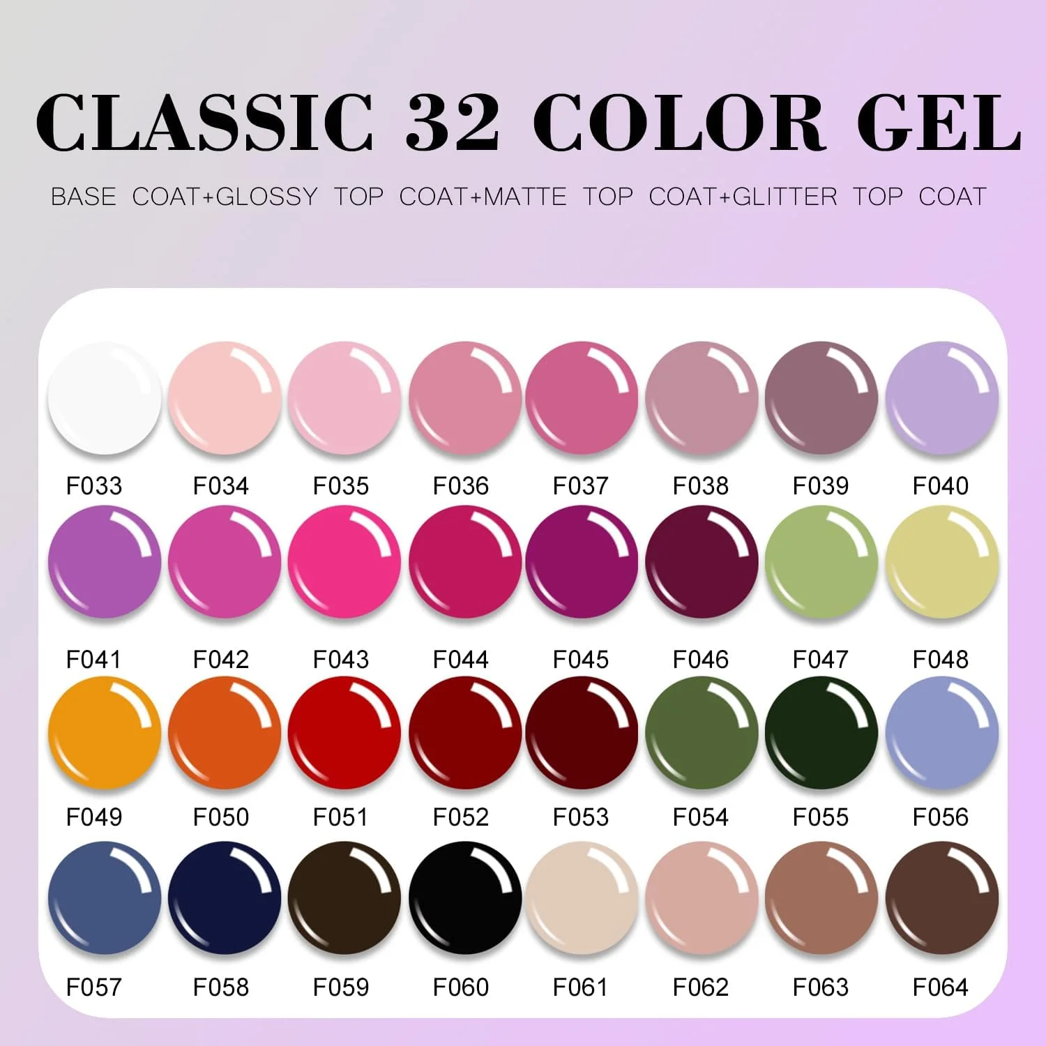 مجموعه لاک ژل 36 عددی ویشاین - 32 رنگ لاک ژل + لایه پایه و براق، مات و اکلیلی - مجموعه سبز، آبی، قرمز، صورتی - ست مانیکور سالنی و DIY