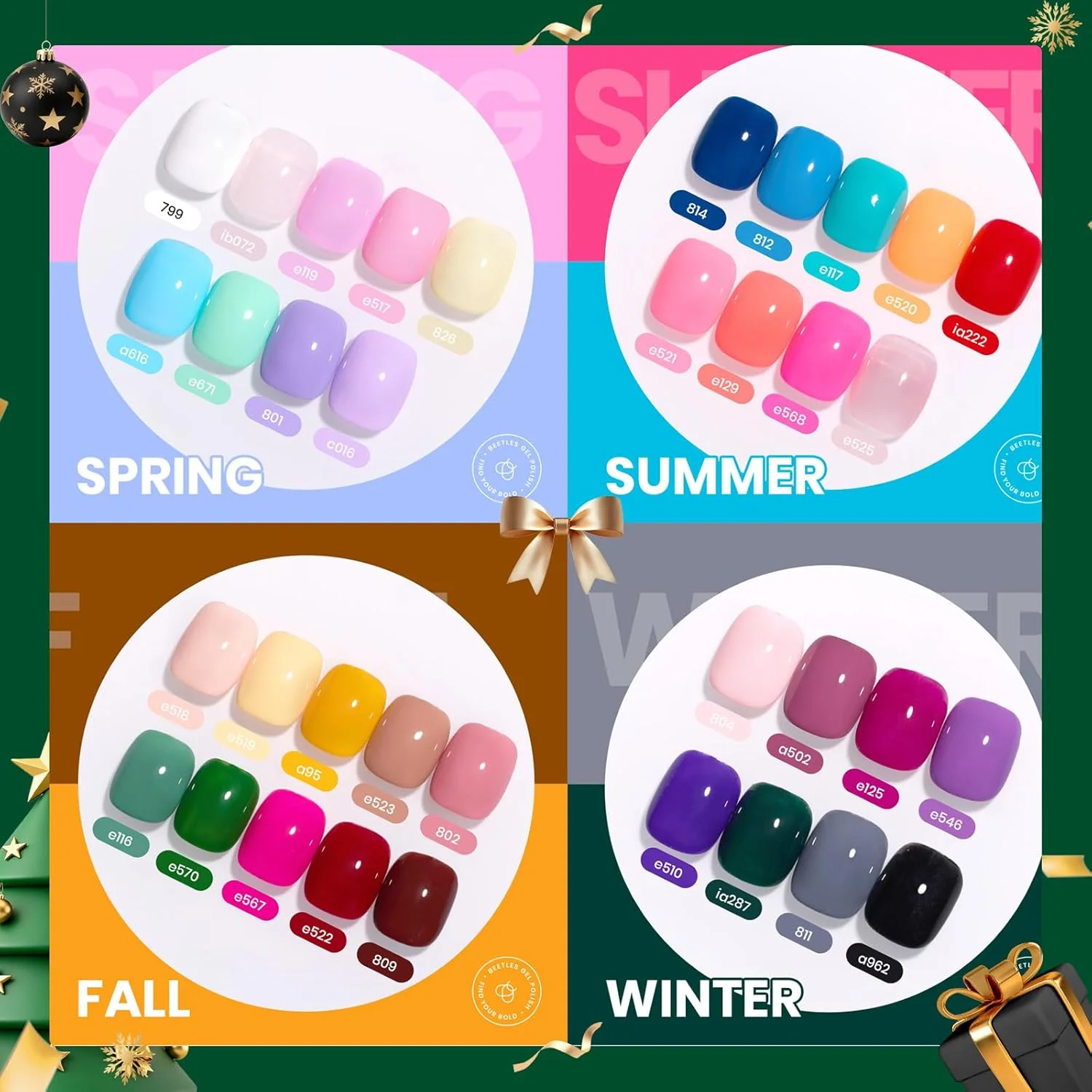 لاک ژل بیتلز، مجموعه ۳۶ رنگ لاک ژل تابستانی با لاک پایه، تاپ کت براق، مات و اکلیلی، صورتی نئون، زرد ژله ای، آبی، مجموعه رنگ های زنده فصلی، هدیه برای خانم ها، طراحی ناخن در خانه