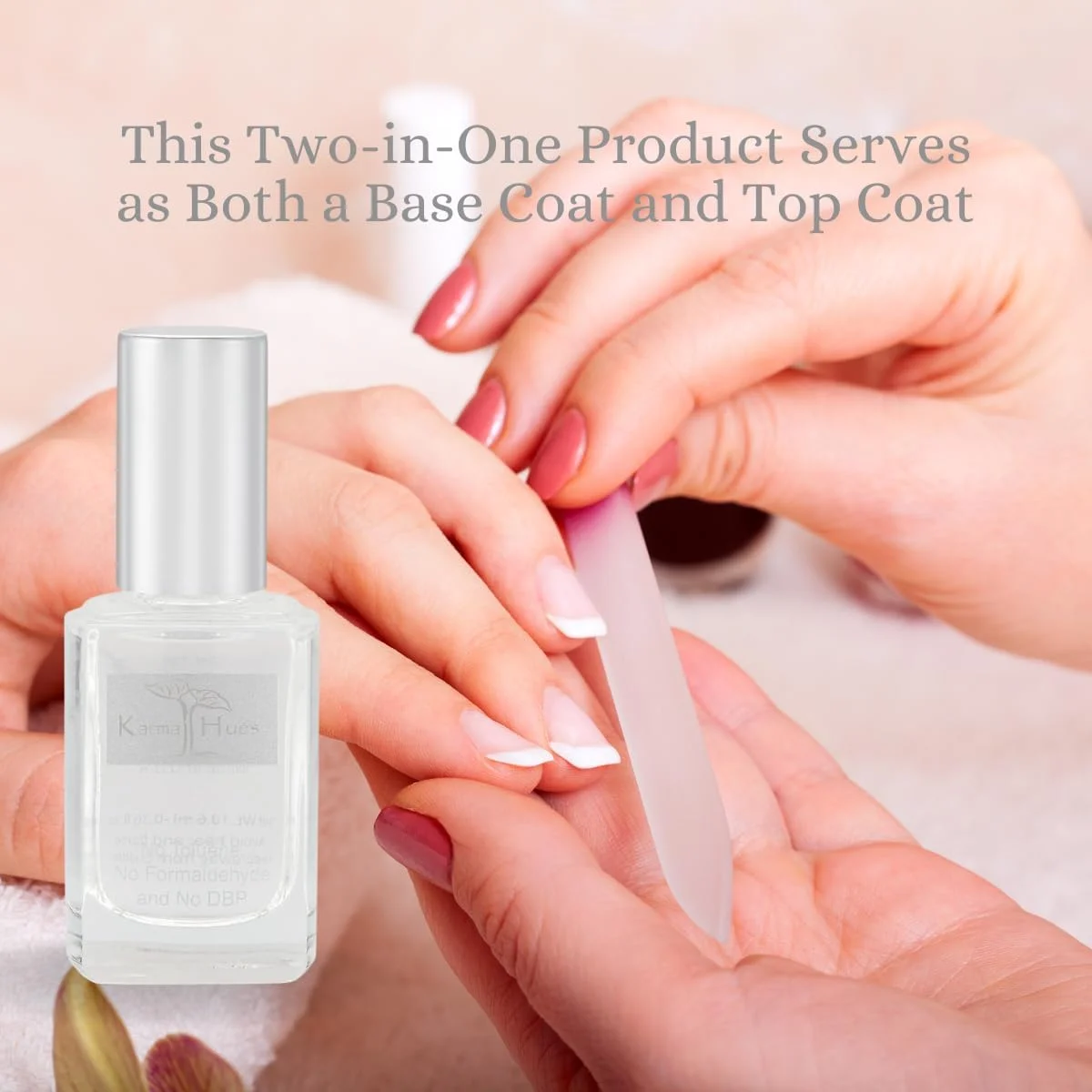 لاک پایه و روکش ناخن دو در یک کارما ارگانیک برای خانم ها - درمان غیر سمی ناخن، وگان و بدون ظلم به حیوانات