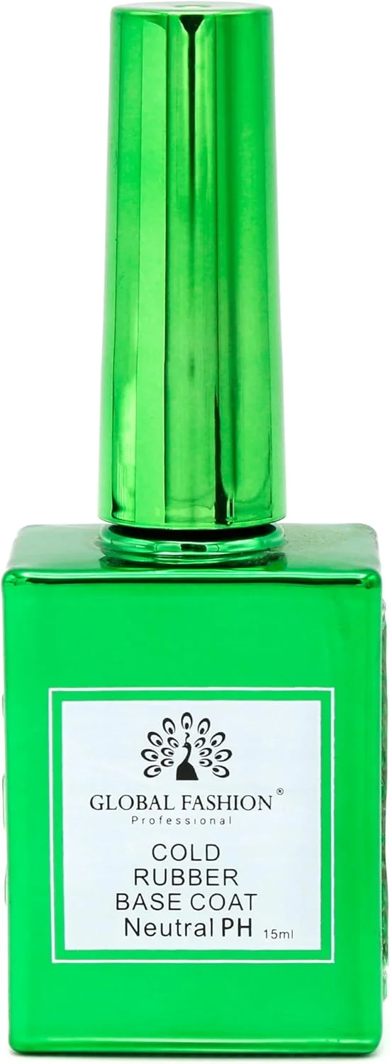 لایه پایه رابر شفاف حرفه ای گلوبال فشن - لاک ژل خیساندنی UV/LED، چسبندگی قوی، انعطاف پذیر و ماندگار، فرمول تقویت کننده ناخن (پایه رابر سرد با PH خنثی، 15 میلی لیتر)