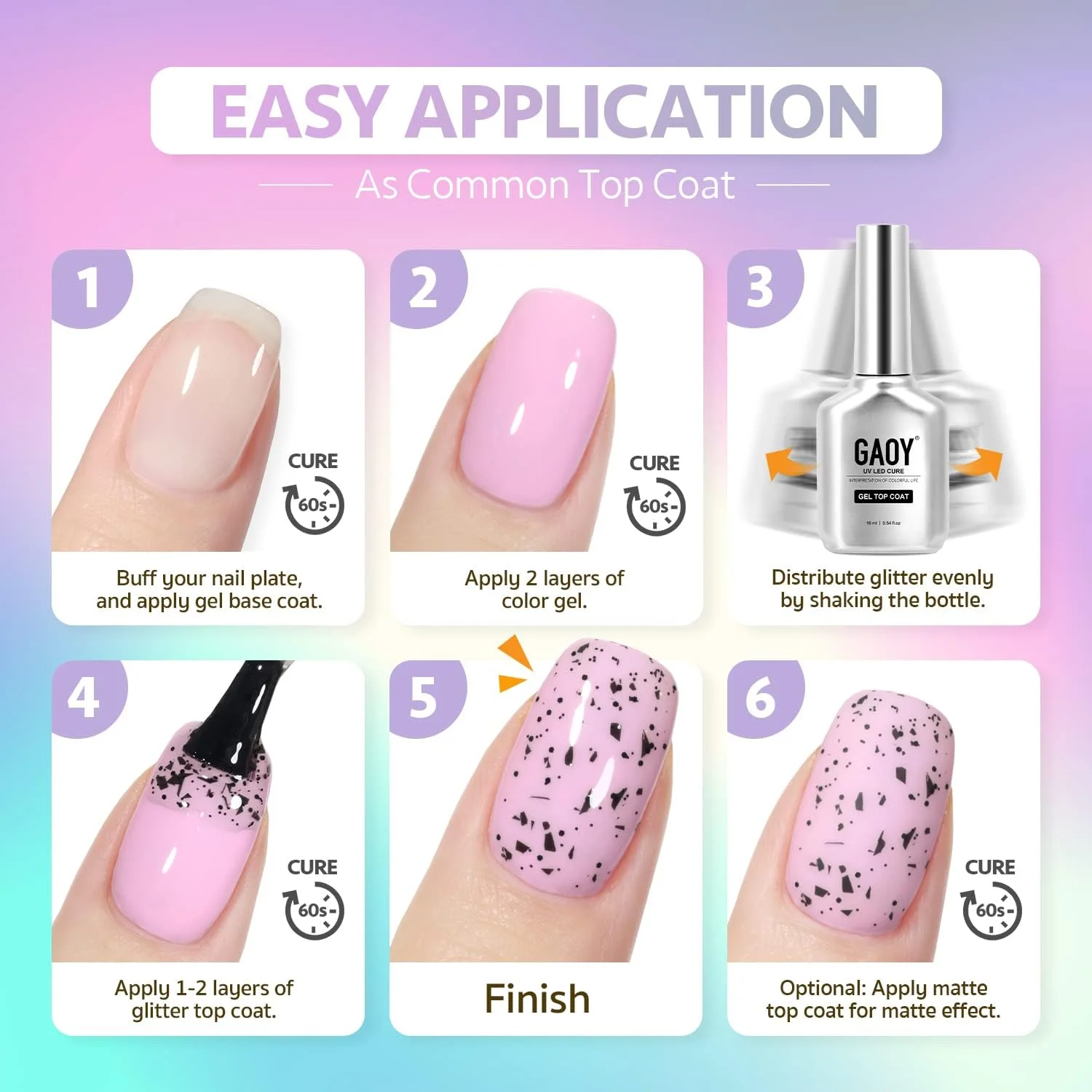 لاک ژل تاپ کت پوسته تخم مرغی GAOY، 16 میلی لیتر، لاک ژل با جلوه پوسته تخم مرغی، بدون نیاز به پاک کردن، تاپ کت شفاف، ژل UV LED برای طراحی ناخن لاک ژل تاپ کت پوسته تخم مرغی GAOY، 16 میلی لیتر، لاک ژل با جلوه پوسته تخم مرغی، بدون نیاز به پاک کردن، تاپ کت شفاف، ژل UV LED برای طراحی ناخن