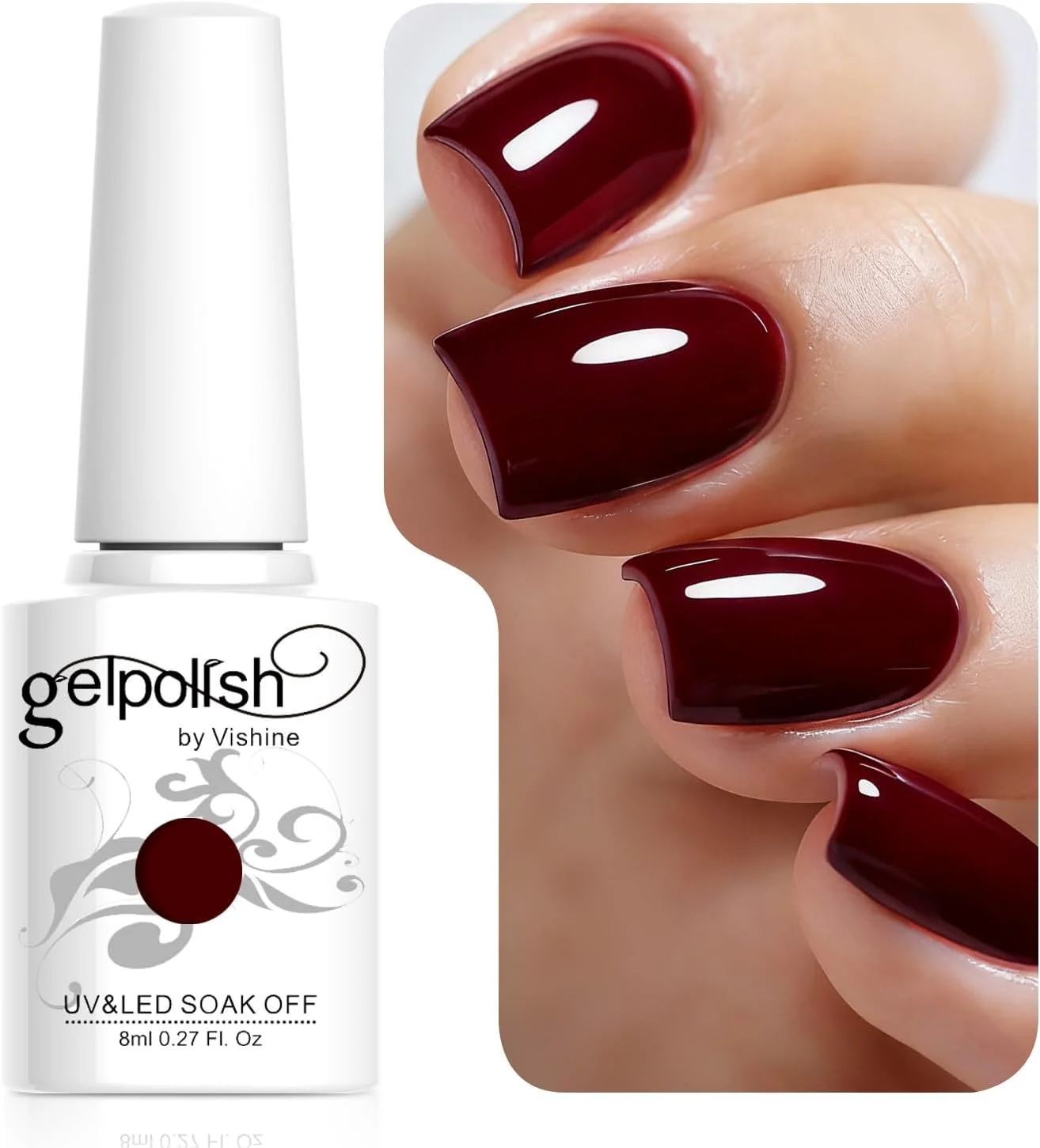 لاک ژل ناخن ویشاین، لاک ژل یو وی ال ای دی برای هنر ناخن، مناسب سالن، استفاده شخصی و مبتدیان، 8 میلی لیتر، شماره 1418