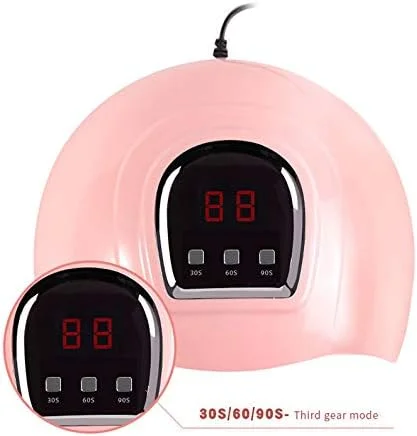 دستگاه خشک کن لاک ژل ناخن LED حرفه ای، 54 وات UV LED، ابزار خشک کننده برای لاک ناخن و طراحی ناخن، با 3 تنظیم تایمر، صورتی