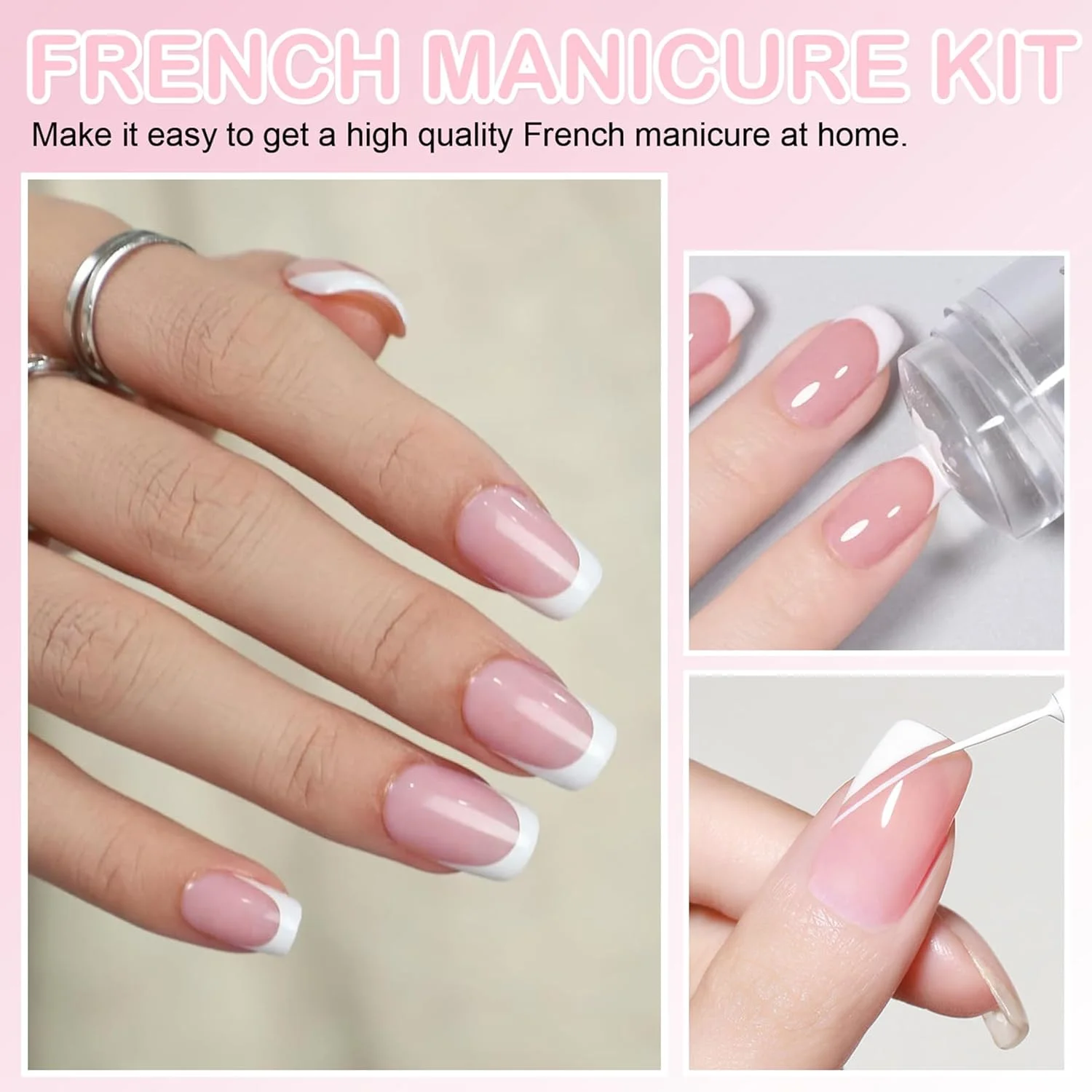 ست لاک ناخن فرنچ - لاک ناخن فرنچ با خشک شدن سریع به همراه تاپ کت، مهر ناخن و قلم موی نازک طراحی ناخن، لاک ناخن صورتی ژله ای و سفید برای طراحی ناخن DIY، بدون نیاز به لامپ UV (صورتی، 8x) ست لاک ناخن فرنچ - لاک ناخن فرنچ با خشک شدن سریع به همراه تاپ کت، مهر ناخن و قلم موی نازک طراحی ناخن، لاک ناخن صورتی ژله ای و سفید برای طراحی ناخن DIY، بدون نیاز به لامپ UV (صورتی، 8x)