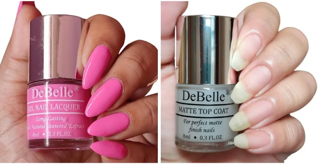 ست هدیه لاک ژل دِبِل، شامل دو رنگ: سوفله توت فرنگی (صورتی آدامسی)، تاپ کت مات - 16 میلی لیتر