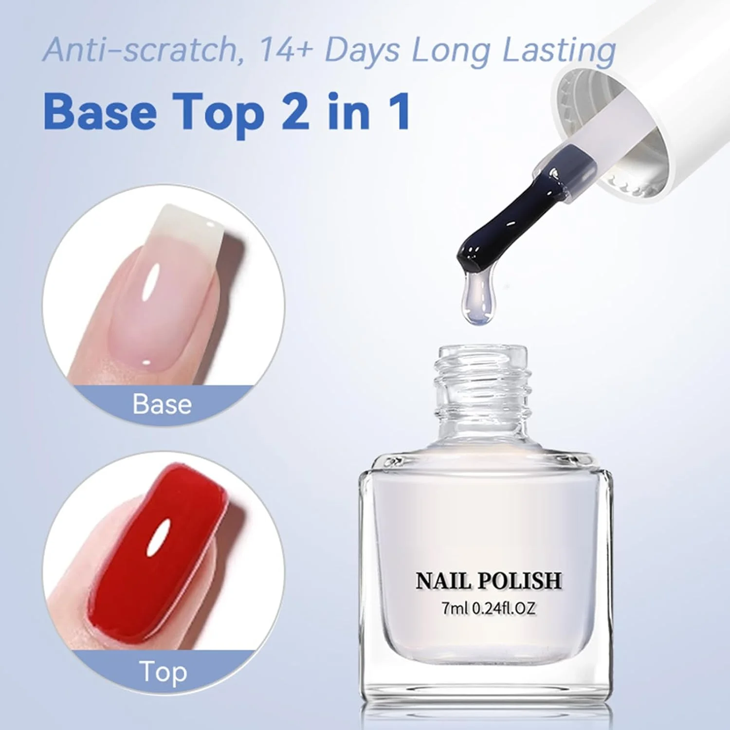 لاک ژل ناخن - پوشش بادوام 7 میلی لیتری | لاک ناخن روکش تاپ - برای زیبایی شخصی، سبک زندگی، مانیکور روزانه، روتین خانگی، مد