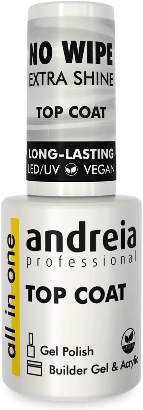 لاک ژل تاپ کت بدون اثر آندریا پروفشنال - لاک ژل یو وی ال ای دی - لاک گیاهی - مناسب برای طراحی ناخن با درخشش بالا، همه در یک، 10.5 میلی لیتر