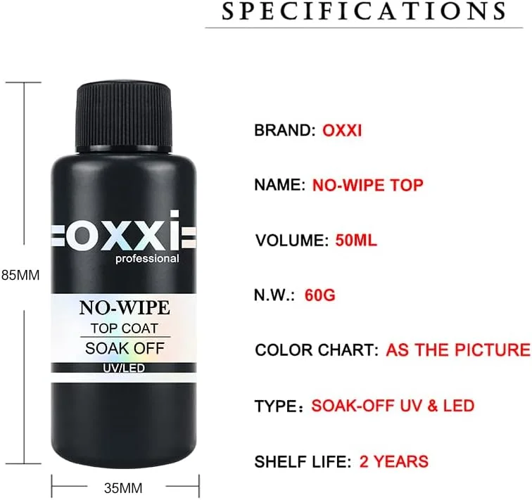 لاک ژل تاپ کت بدون اثر چسبندگی حجم بزرگ 50 میل اوکسی پروفشنال
