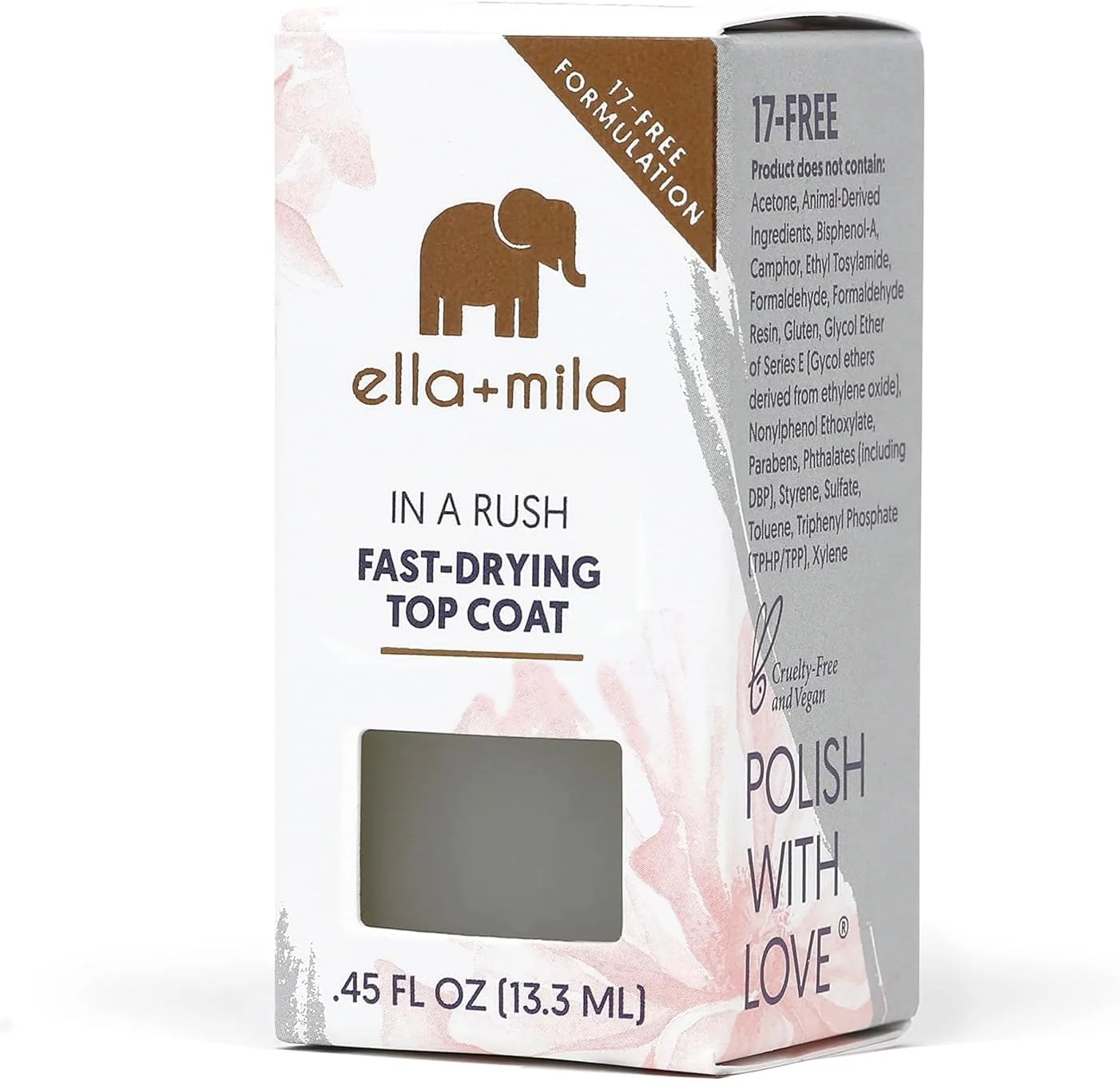 ella+mila - پوشش نهایی خشک‌شونده سریع | لاک ناخن شفاف | براق و درخشان | فرمول خشک‌شونده سریع و ضد پریدگی | دارای مهارکننده UV برای جلوگیری از زرد شدن