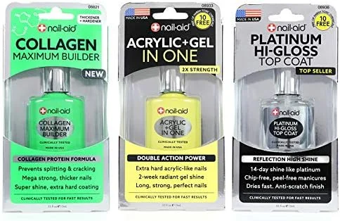 مجموعه سه عددی تقویت کننده ناخن شامل: پایه کلاژن + ژل آکریلیک 2 در 1 + روکش پلاتینیوم، شفاف، 49 میلی لیتر