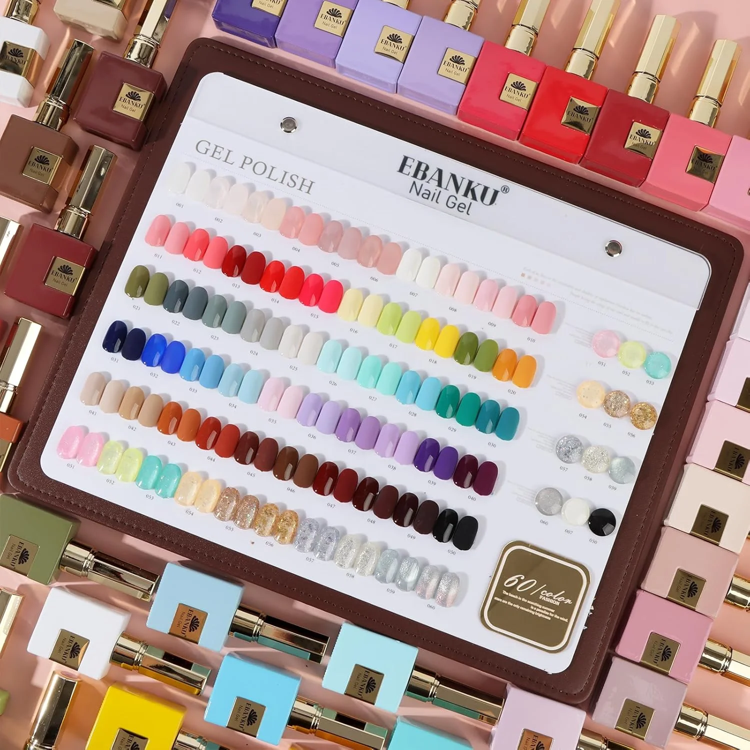 ست لاک ژل ۶۰ رنگ ایبانکو، لاک ژل UV با رنگ یکسان و شیشه یکسان، به همراه ۲ عدد ژل پایه و تاپ کت با ماندگاری طولانی برای مانیکور در خانه، هدیه کریسمس