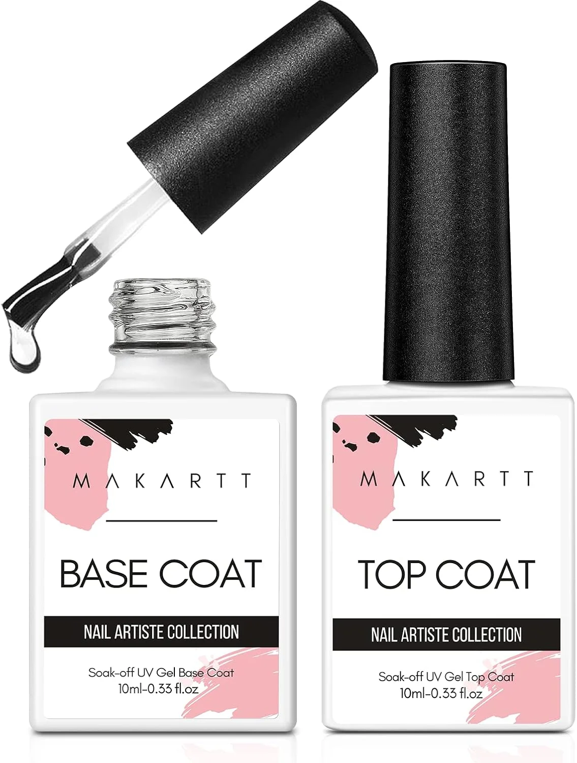 ست لاک ژل پایه و تاپ کت بدون نیاز به پاک کردن ماکارت، 2 عدد 10 میلی لیتر، لاک ژل پایه و تاپ کت، ست مانیکور و پدیکور P-04، 0.33 Fl Oz (بسته 2 عددی)