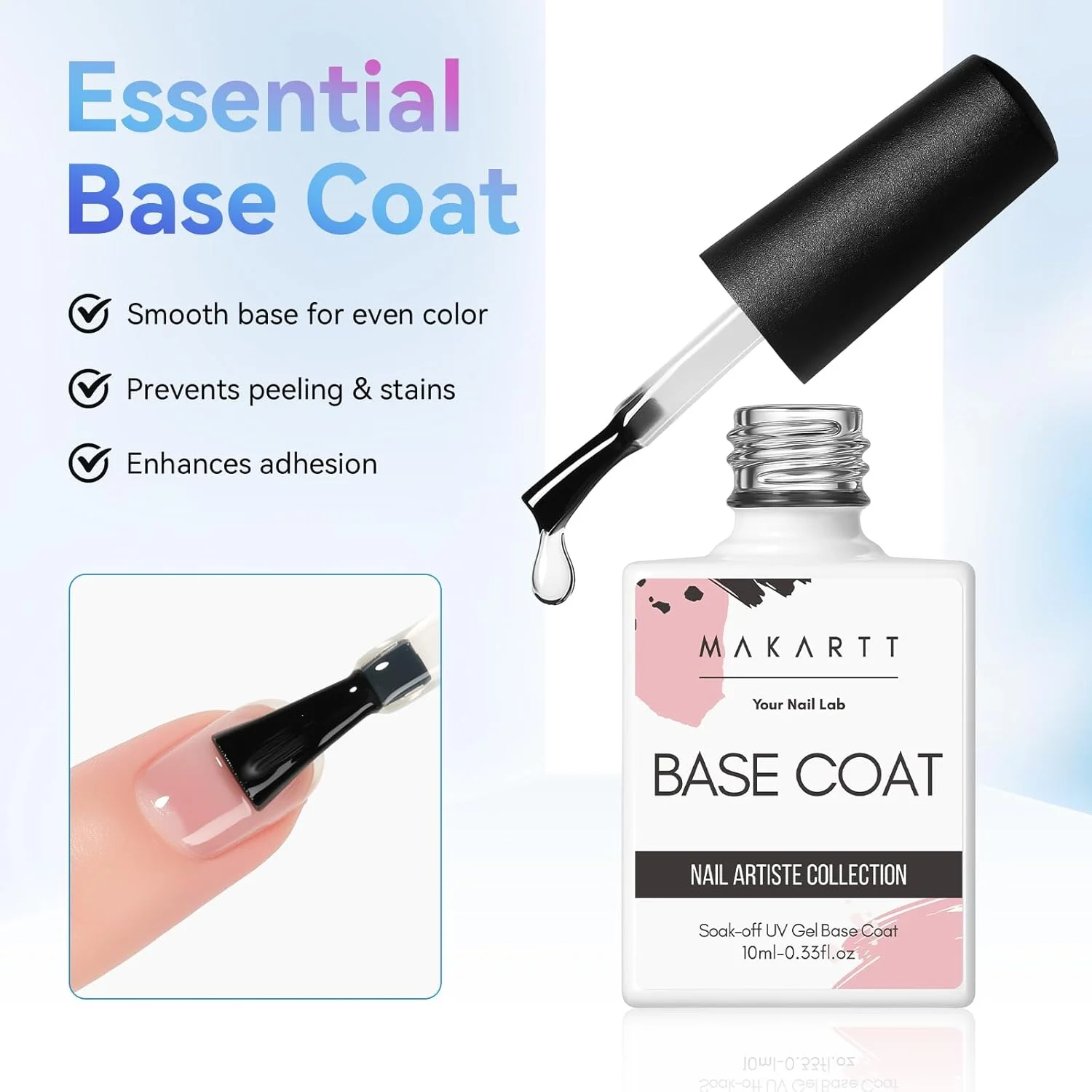 ست لاک ژل پایه و تاپ کت بدون نیاز به پاک کردن ماکارت، 2 عدد 10 میلی لیتر، لاک ژل پایه و تاپ کت، ست مانیکور و پدیکور P-04، 0.33 Fl Oz (بسته 2 عددی)