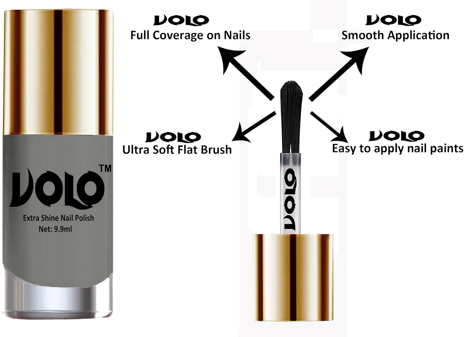 مجموعه لاک ناخن ولو (4 عدد) با درخشندگی بالا، صاف و بادوام، ترکیبی با درخشش فوق العاده (سفید مات، مشکی، تاپ کت براق و خاکستری)