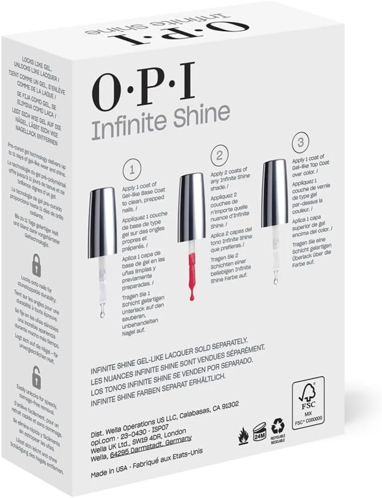 لاک ناخن OPI Infinite Shine، لاک بادوام، لاک ناخن ژل مانند با ماندگاری تا 11 روز و درخشش بالا، فرمول وگان، پاک کردن آسان