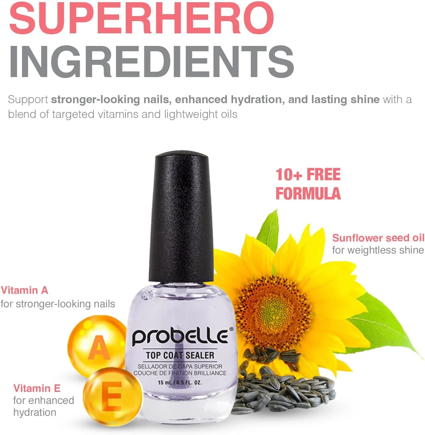 لایه محافظ لاک پروبل | ماندگاری طولانی با ظاهری خیس | 15 میلی لیتر | افزایش دهنده رنگ و درخشندگی ناخن