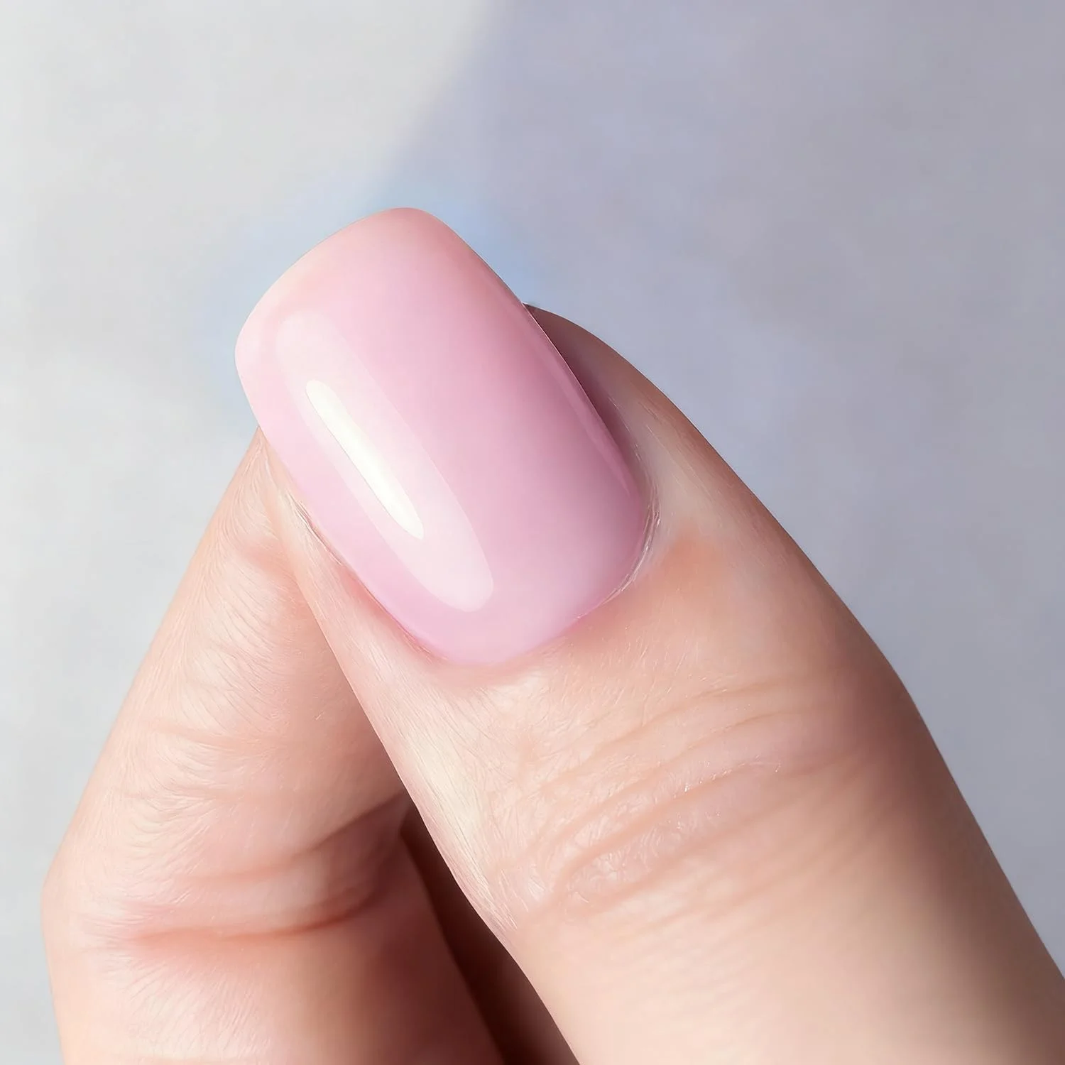 لاک ژل ناخن ویشین، رنگ صورتی کریستالی ژله ای خنثی، 15 میل، لاک ژل صورتی شفاف و نیمه مات، خشک شدن با UV LED، رنگ شفاف، مناسب طراحی و مانیکور ناخن در منزل، شماره 24