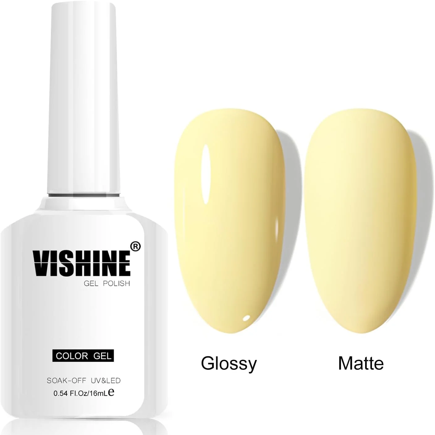 لاک ژل ناخن نیمه دائمی ویشاین زرد ۱۶ میلی لیتری، مناسب طراحی ناخن و مانیکور خانگی، رنگ زرد ملایم L328