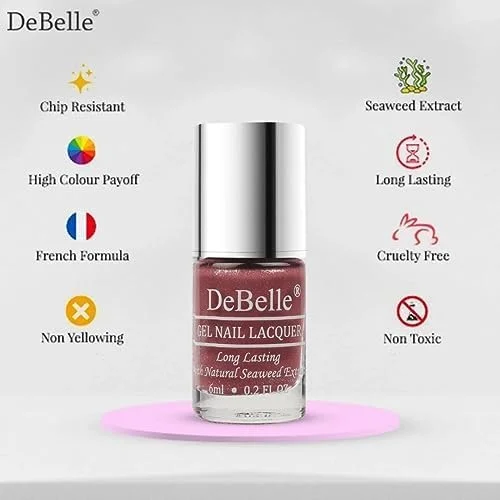 لاک ناخن ژلی دبلیو بل، رنگ کلویی شیک (بنفش تیره با شیمر ریز) | بدون نیاز به UV - فرمول غنی شده با جلبک دریایی، ماندگاری طولانی و فاقد مواد سمی - 6 میلی لیتر